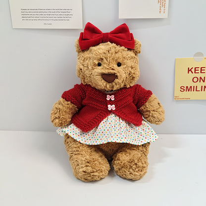 Medium Bartholomew bear outfit- Red knit cardigan set