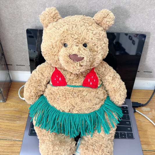 Huge Bartholomew bear outfit- Strawberry bikini grass skirt set