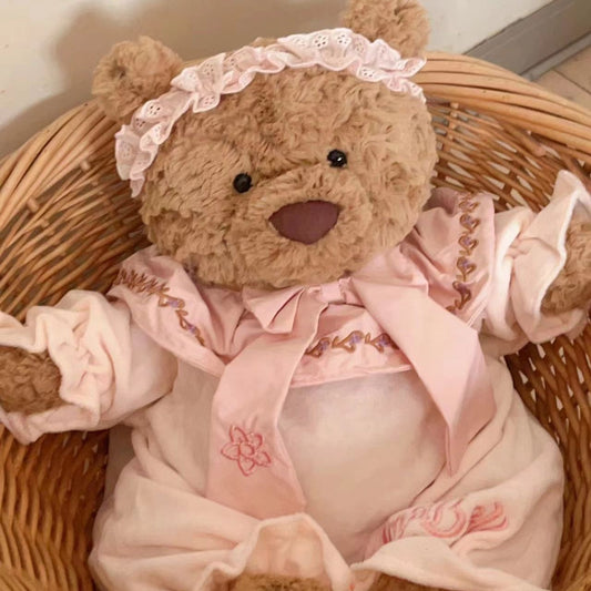Medium Bartholomew bear outfit-Pink floral pajama set