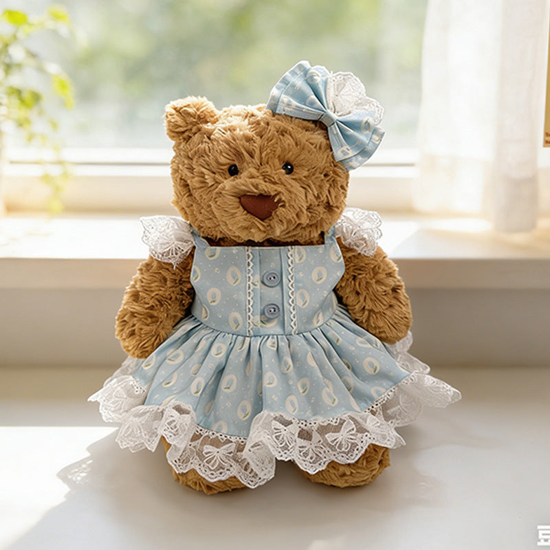 Medium Bartholomew bear outfit-Light blue lace dress set