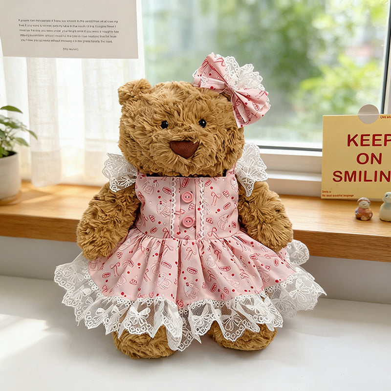 Medium Bartholomew bear outfit- Pink candy print dress set