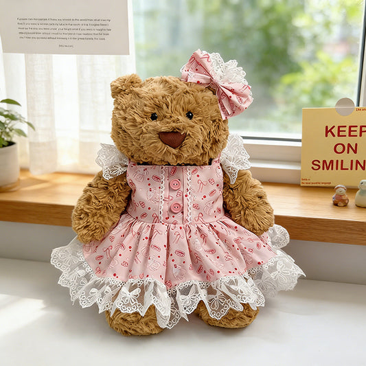 Medium Bartholomew bear outfit- Pink candy print dress set