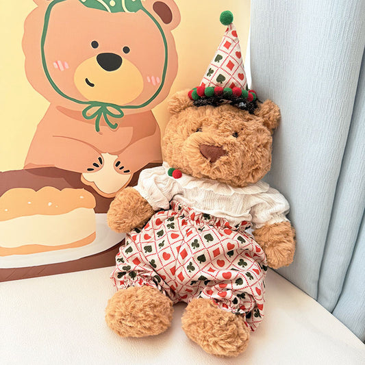 Medium Bartholomew bear outfit- Poker print clown set
