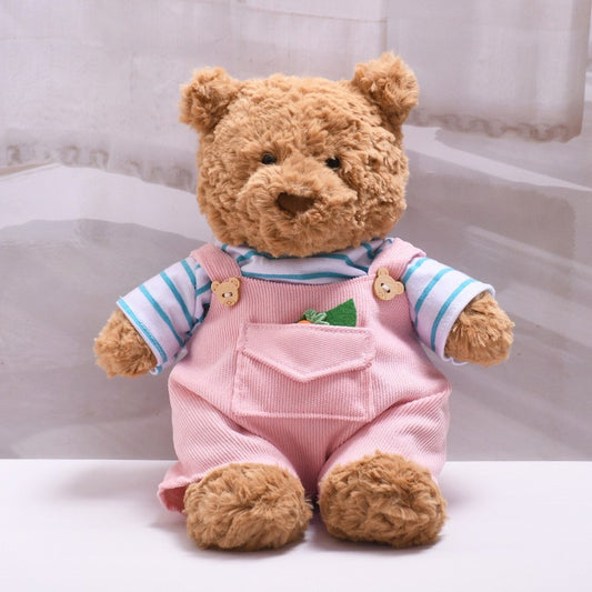 Medium Bartholomew bear outfit-  Pink carrot overalls set
