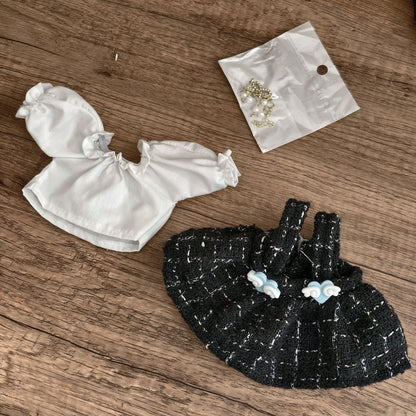 Tiny Bartholomew Bear-Black & White Tweed Dress Set