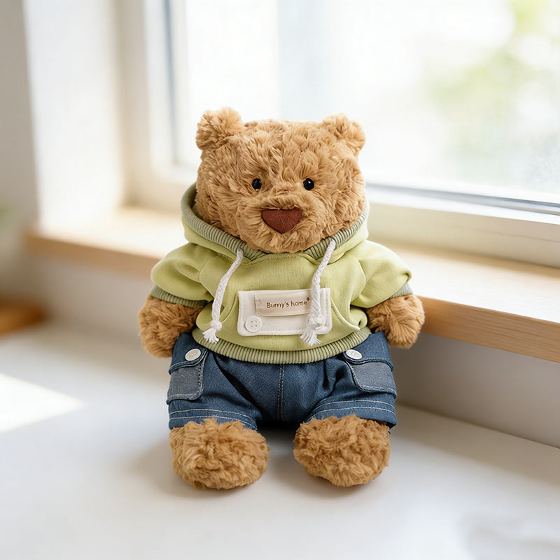 Medium Bartholomew bear outfit- Green hoodie denim set