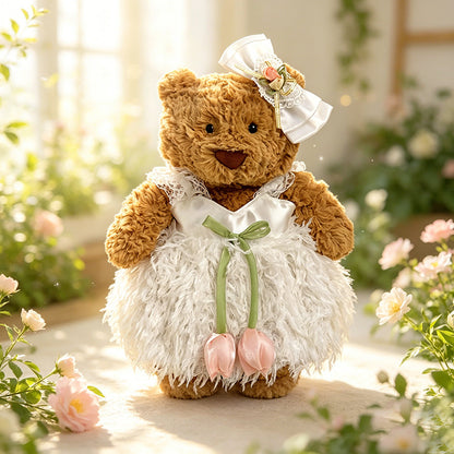 Medium Bartholomew bear clothes outfits- Lace Floral Dress & Headband Set