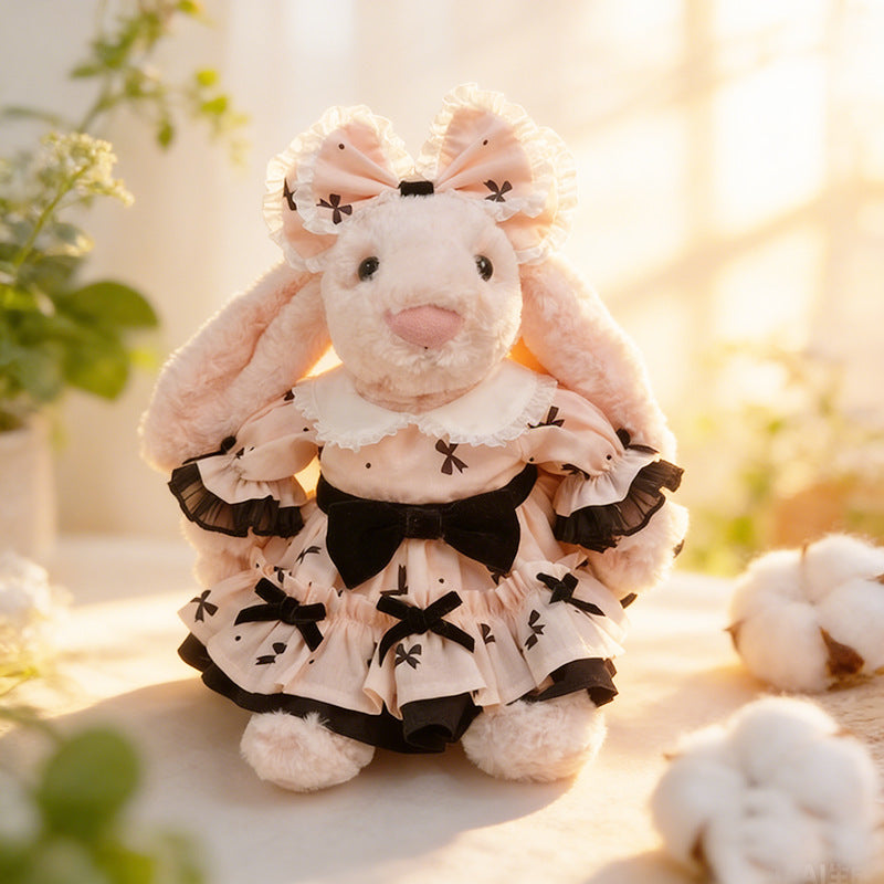 Medium Bashful bunny outfit- Black bow lace dress set