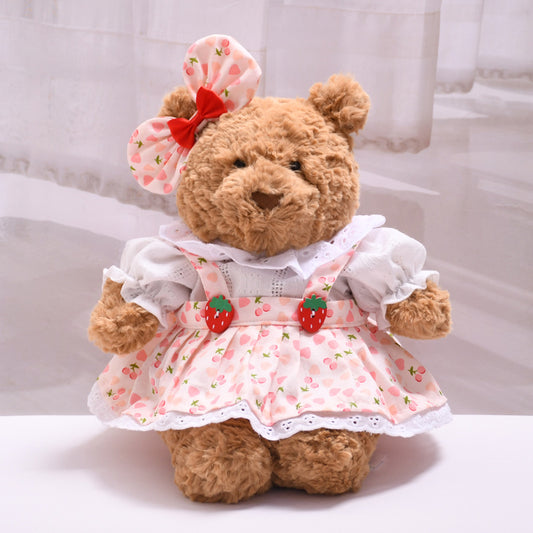 Medium Bartholomew bear outfit- Pink strawberry dress set