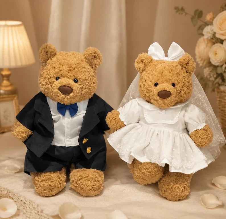 Bartholomew Bear Wedding Outfit Set, Groom Tuxedo, Bride Dress, Plush Toy Apparel