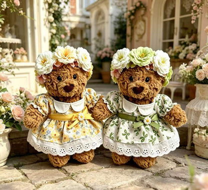 Medium Bartholomew bear clothes outfits- Floral Dress & Flower Crown Set