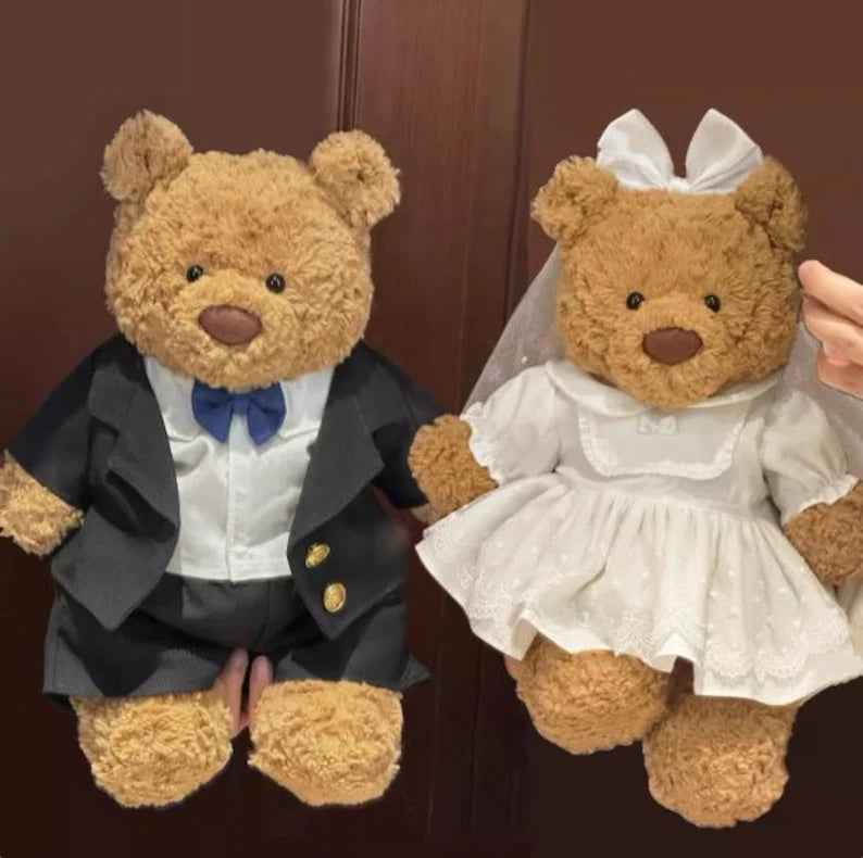 Bartholomew Bear Wedding Outfit Set, Groom Tuxedo, Bride Dress, Plush Toy Apparel