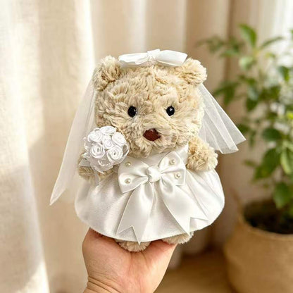 Junior Bartholomew Bear clothes outfits - Luxury Bridal Wedding Dress & Veil Set