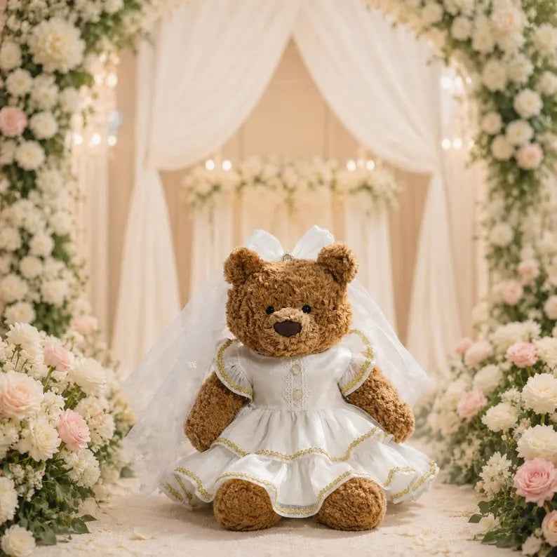 Handmade Bartholomew Bear Wedding Dress and Tuxedo Suit Set, Plush Toy Outfit