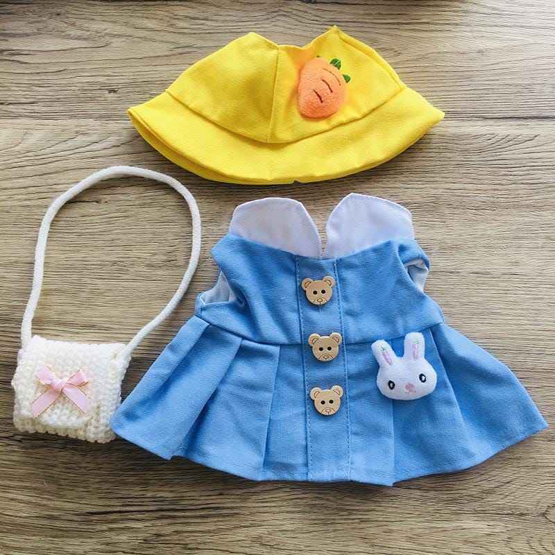 Handmade Blue Bear Dress with Hat & Bag | Cute Outfit for  Bartholomew Bear Clothes (4"-16")