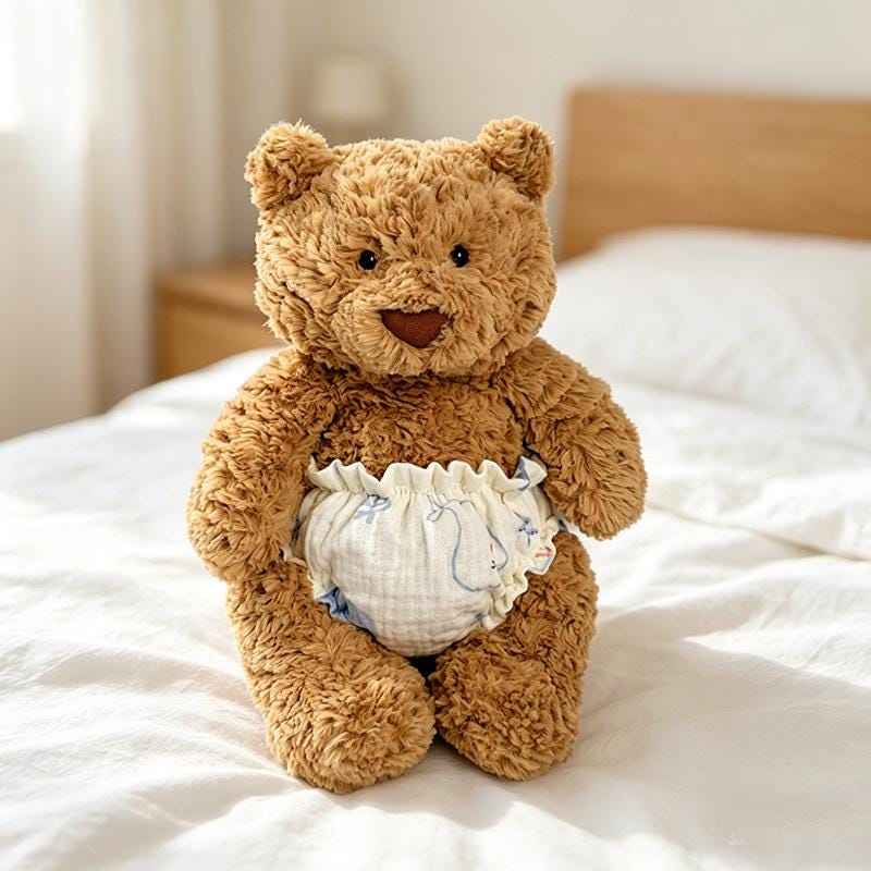 Handmade Plush Bear Print Bloomers - Pajama Diaper Cover Outfits Fits 6-10 Inch Stuffed Animals
