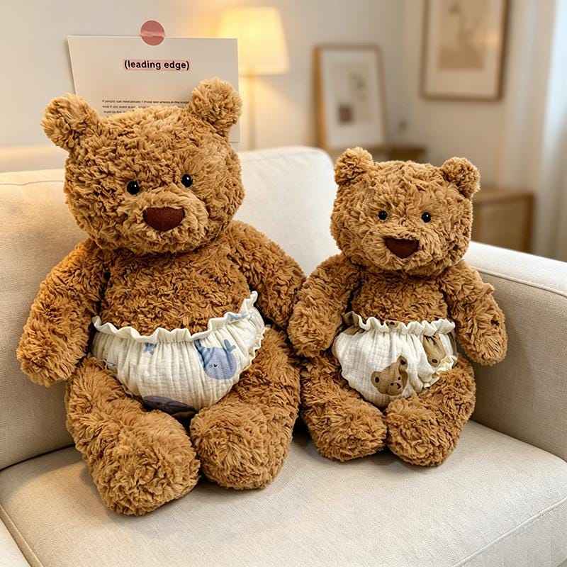 Handmade Plush Bear Print Bloomers - Pajama Diaper Cover Outfits Fits 6-10 Inch Stuffed Animals