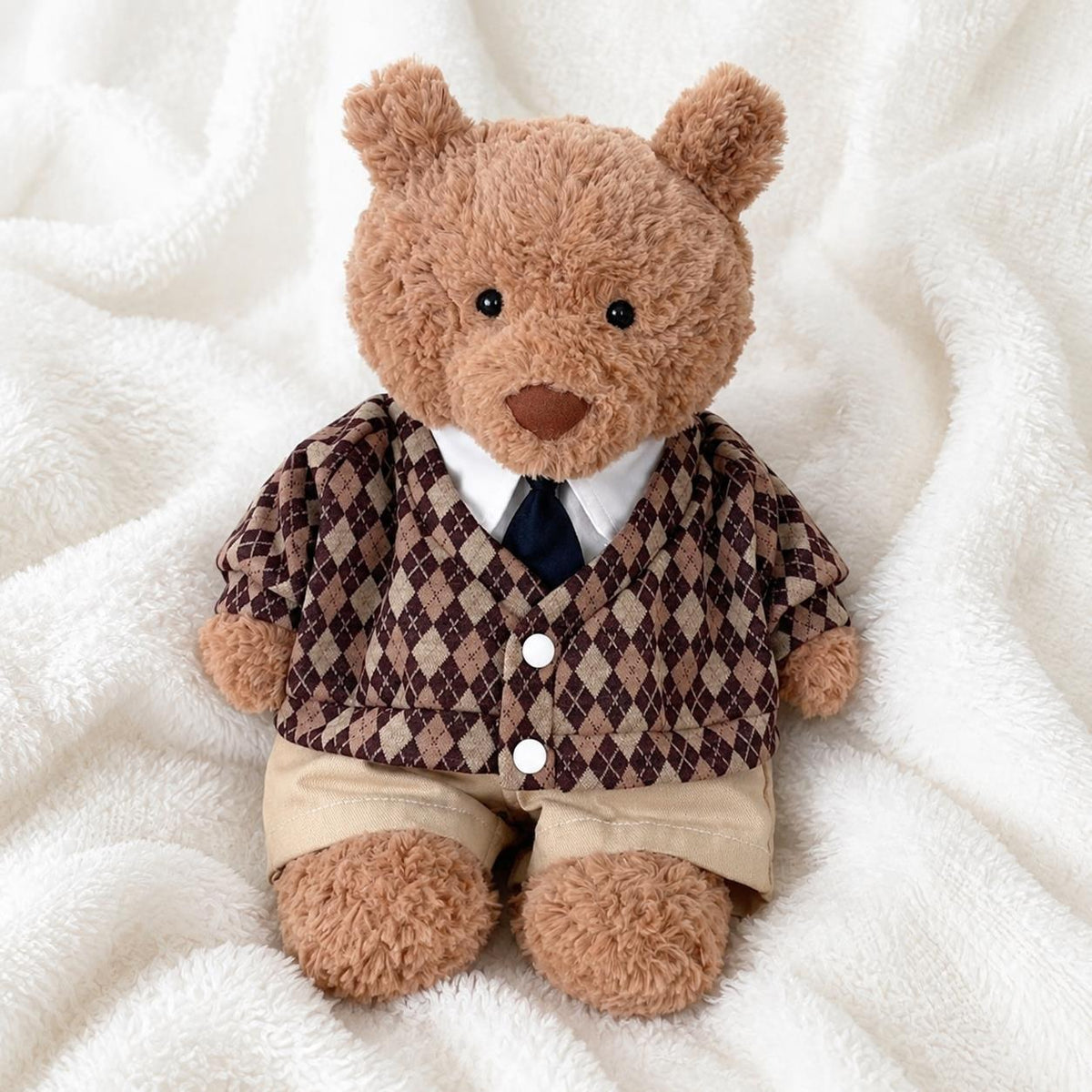 Handmade Bear Argyle Cardigan & Shorts Set | School Uniform Outfit (6-22")