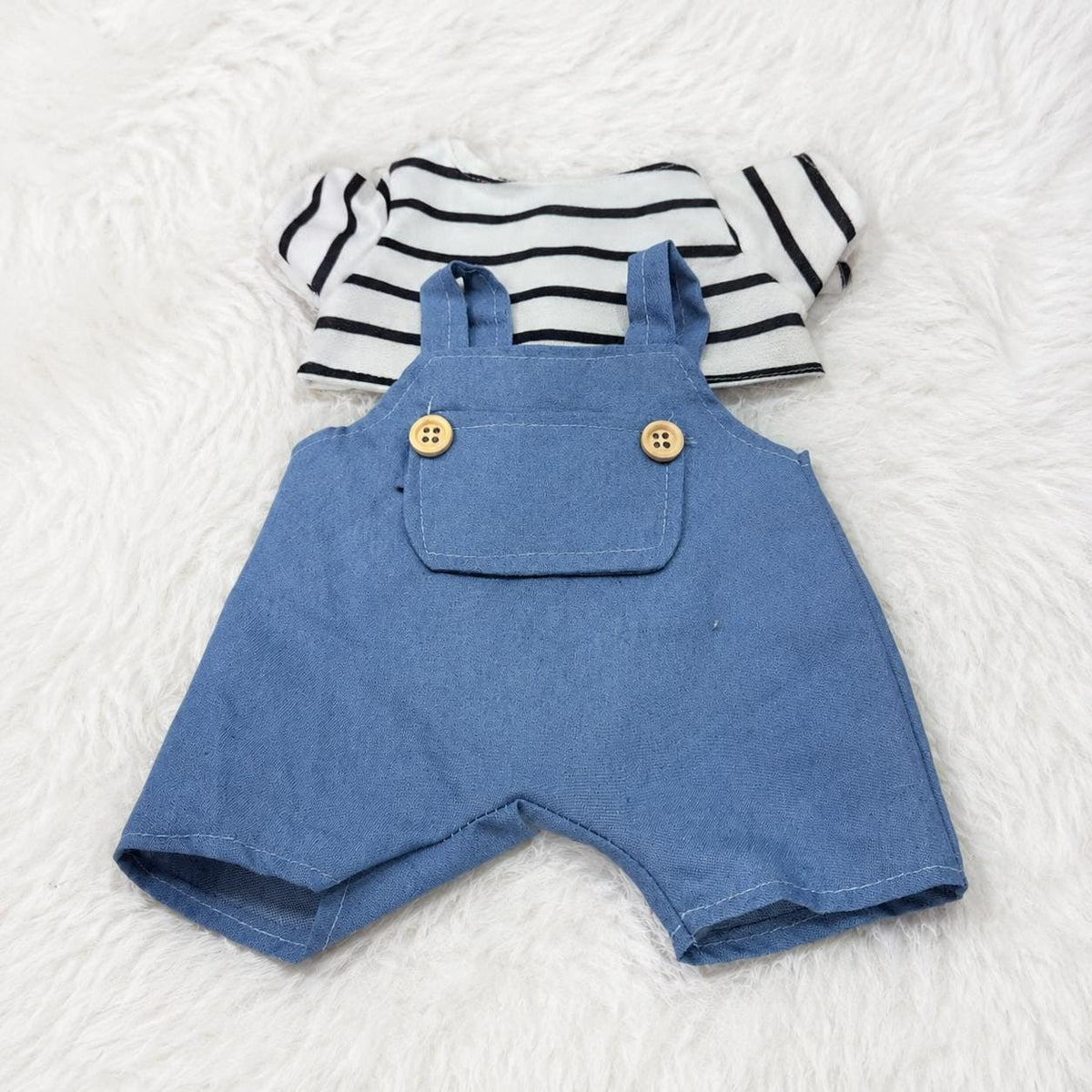 Handmade  Medium BartholomewBear   Outfit Striped Tee & Denim Overalls Set