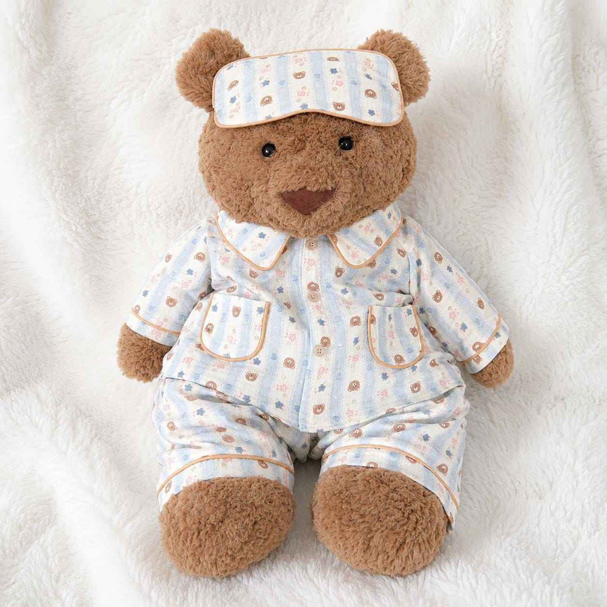 Handmade Bartholomew Bear Pajamas with Eyemask | Floral & Printed Sleepwear Set for Bear Clothes (6"-22")