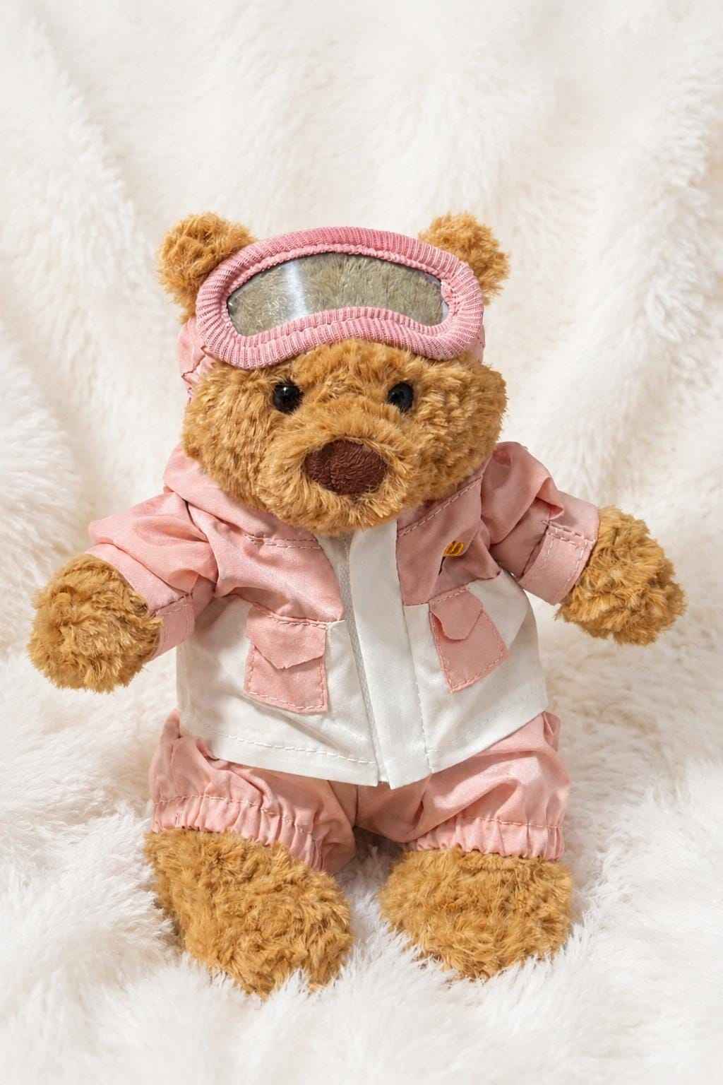 Handmade Bartholomew Bear Ski Suit Outfit, Plush Doll Winter Snowsuit & Goggles Set