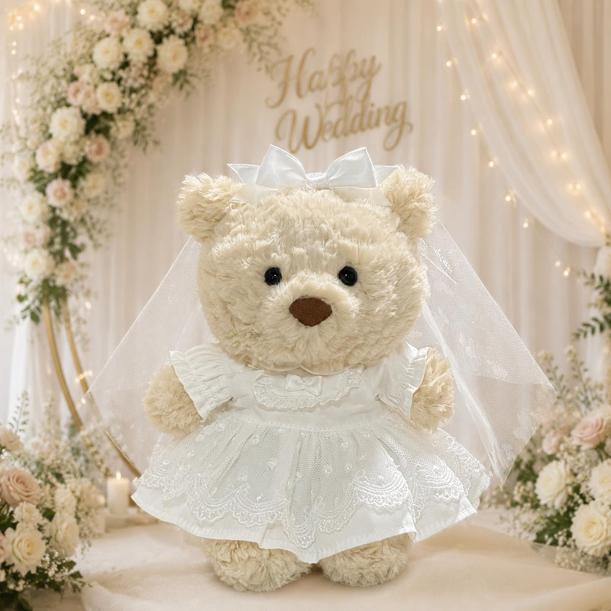 Bartholomew Bear Wedding Outfit, Bride Dress, Groom Tuxedo Suit, Vest, Bow Tie Set