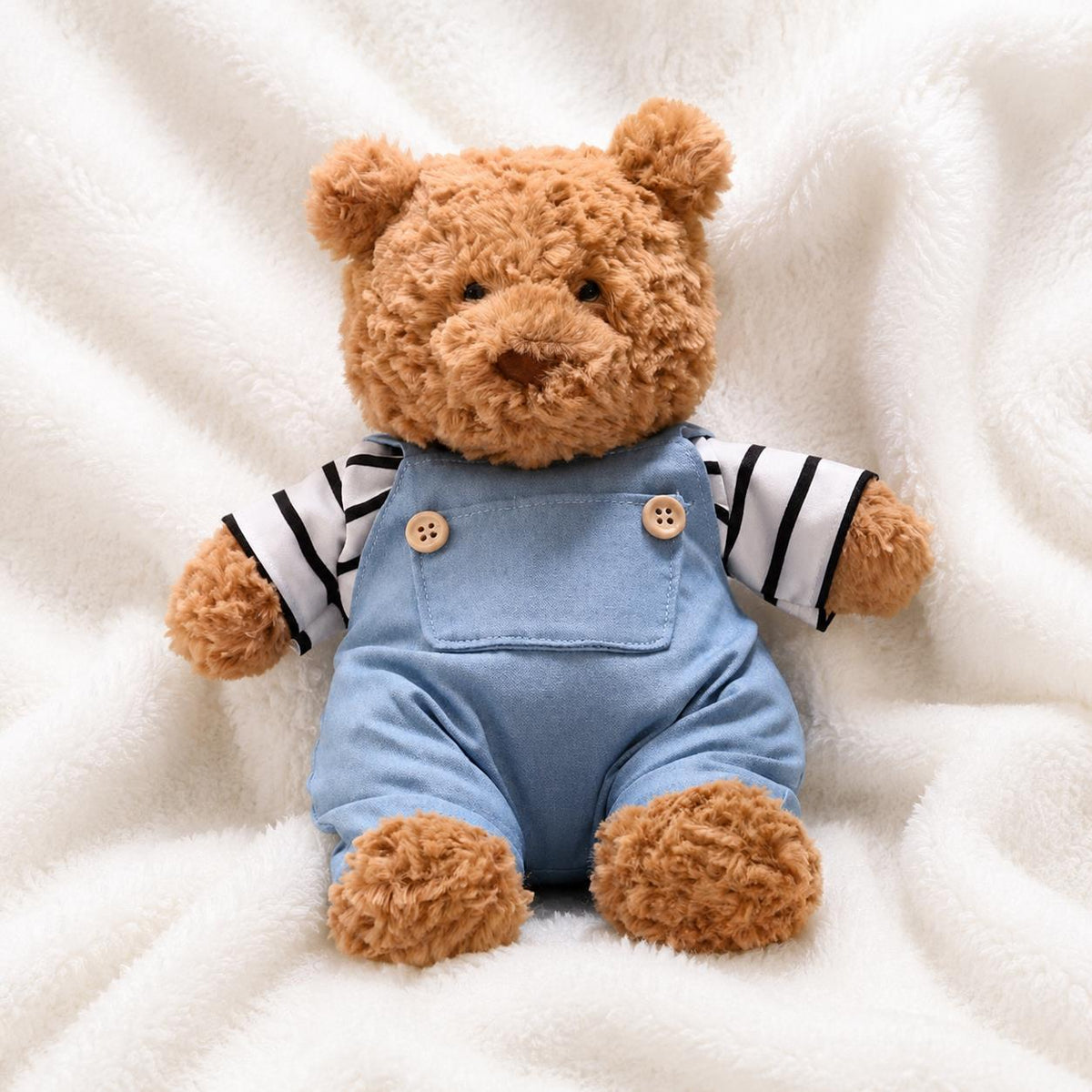Handmade  Medium BartholomewBear   Outfit Striped Tee & Denim Overalls Set