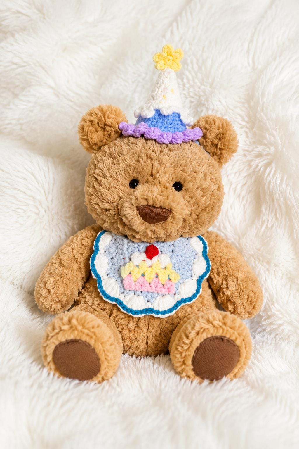 Handmade Crocheted Outfit for Bartholomew Teddy Bear  Hat & Bib Set