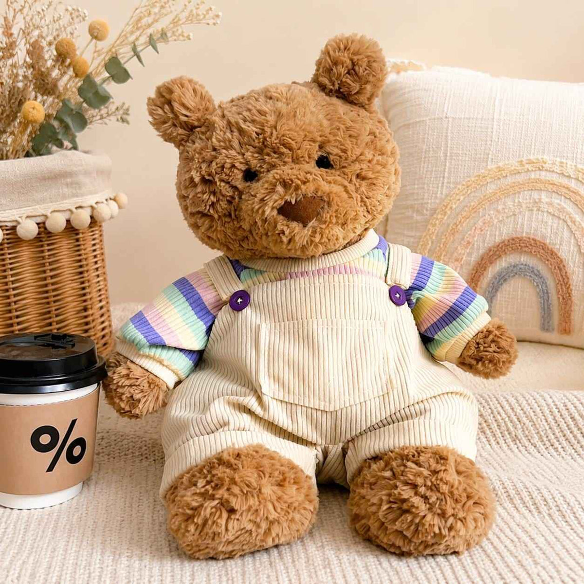 Handmade Bartholomew Bear Overalls Outfit (Enclosed Tail with Cut-Open Option)