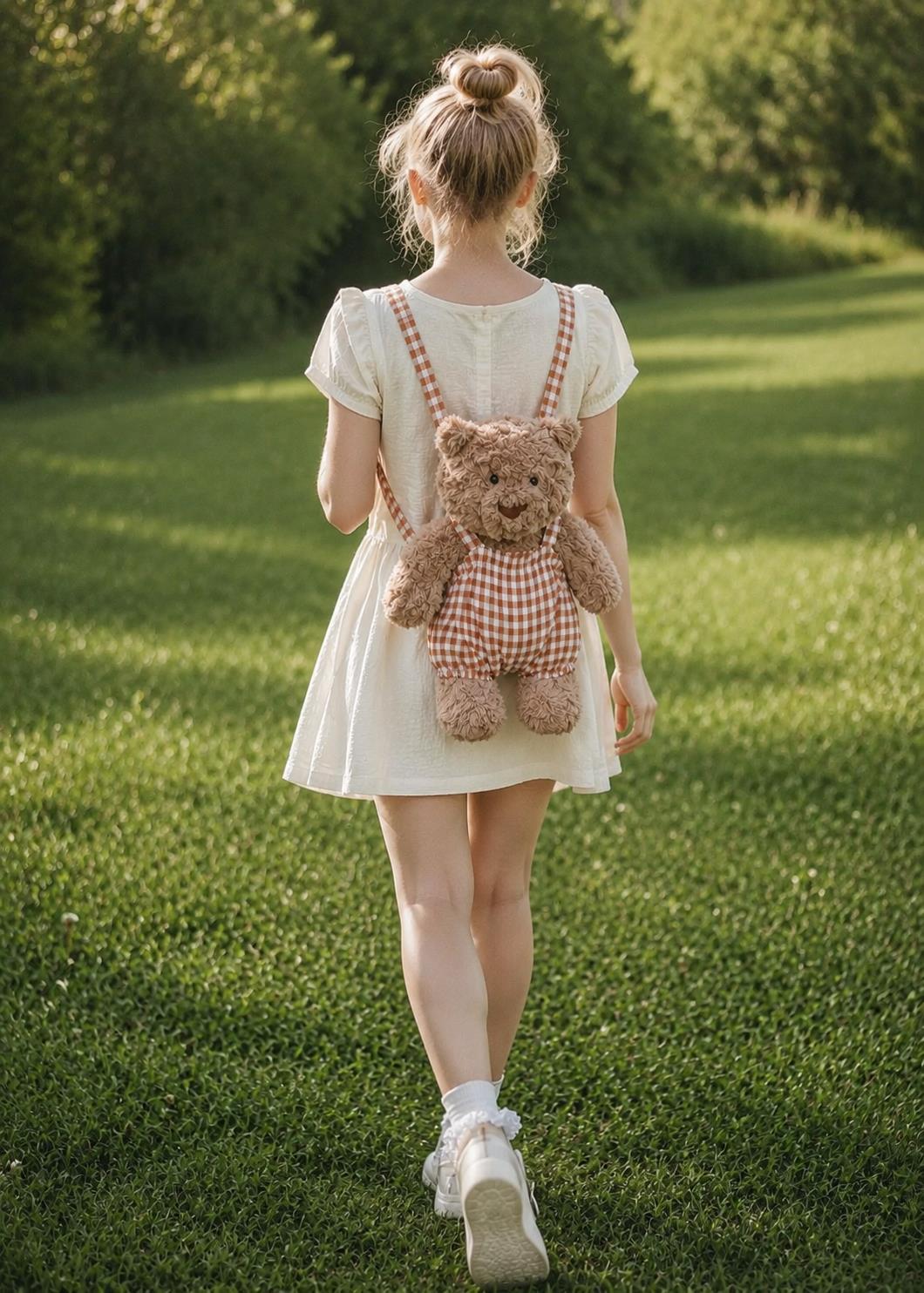 Bartholomew Bear Overalls Outfit  Gingham Plush Clothing (4-22in)