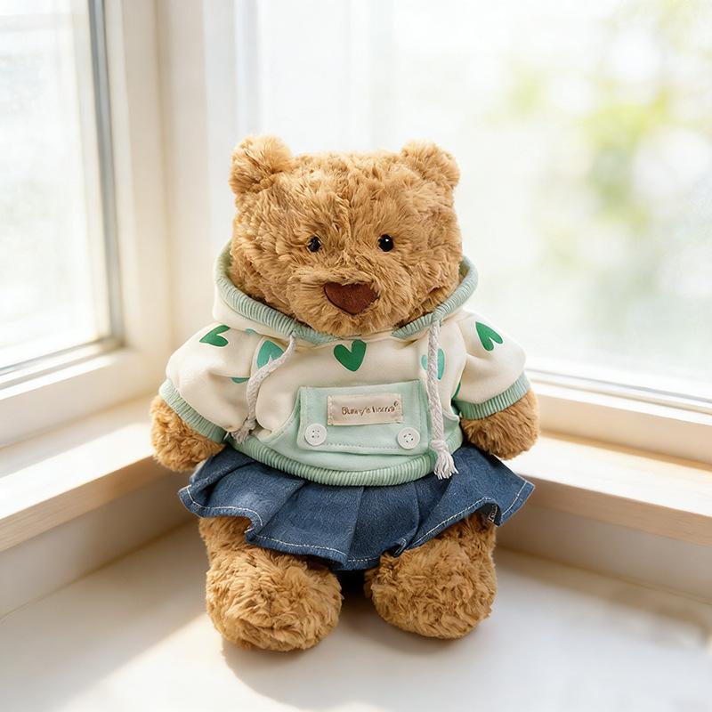 Medium Bartholomew bear outfit- Green hoodie denim set