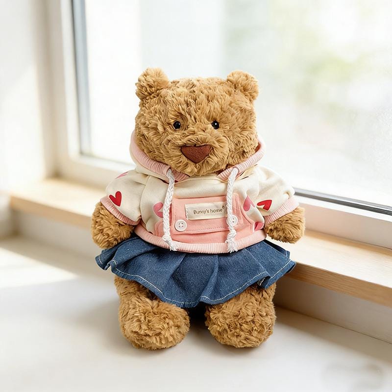 Medium Bartholomew bear outfit- Green hoodie denim set