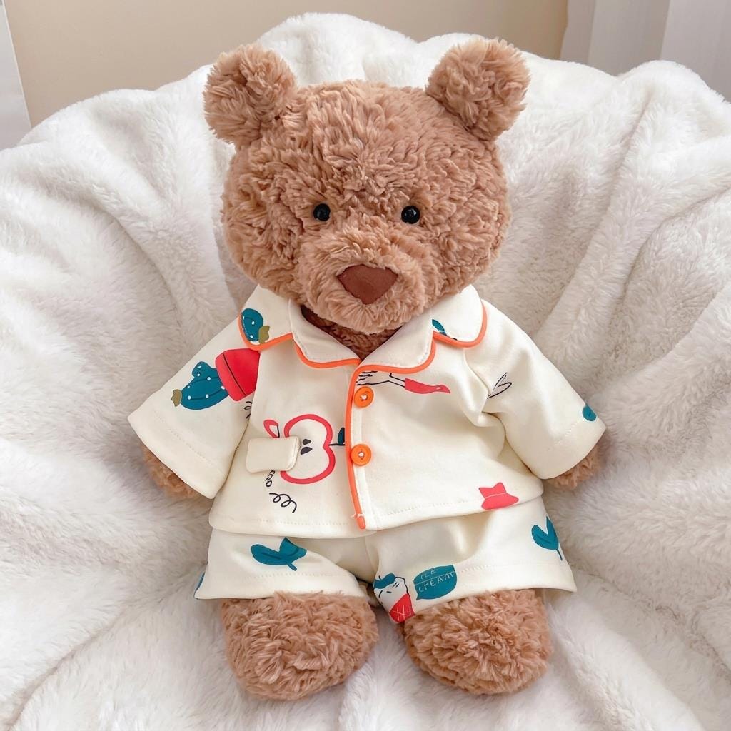 Handmade Bartholomew Bear Pajamas Set Outfit, Sleepwear for Plush Toy Outfit