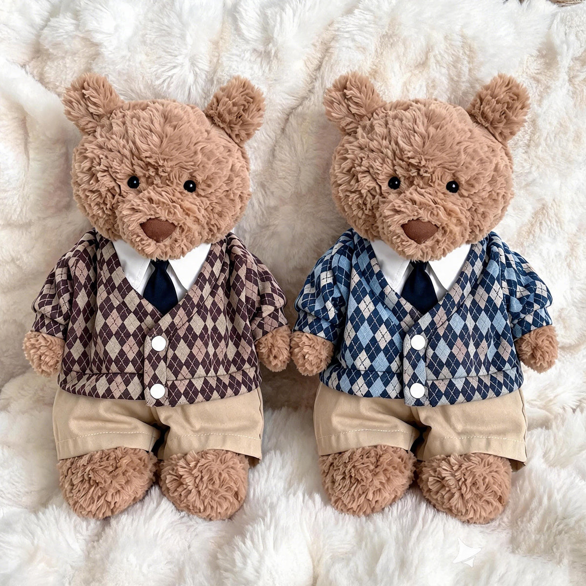 Handmade Bear Argyle Cardigan & Shorts Set | School Uniform Outfit (6-22")