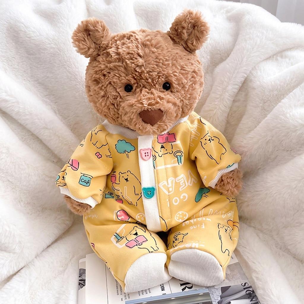 Handmade Bartholomew Bear Onesie Pajamas | Cute Printed Plushie Romper Outfit  (6"-22")