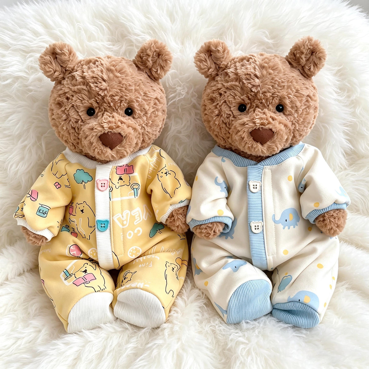 Handmade Bartholomew Bear Onesie Pajamas | Cute Printed Plushie Romper Outfit  (6"-22")