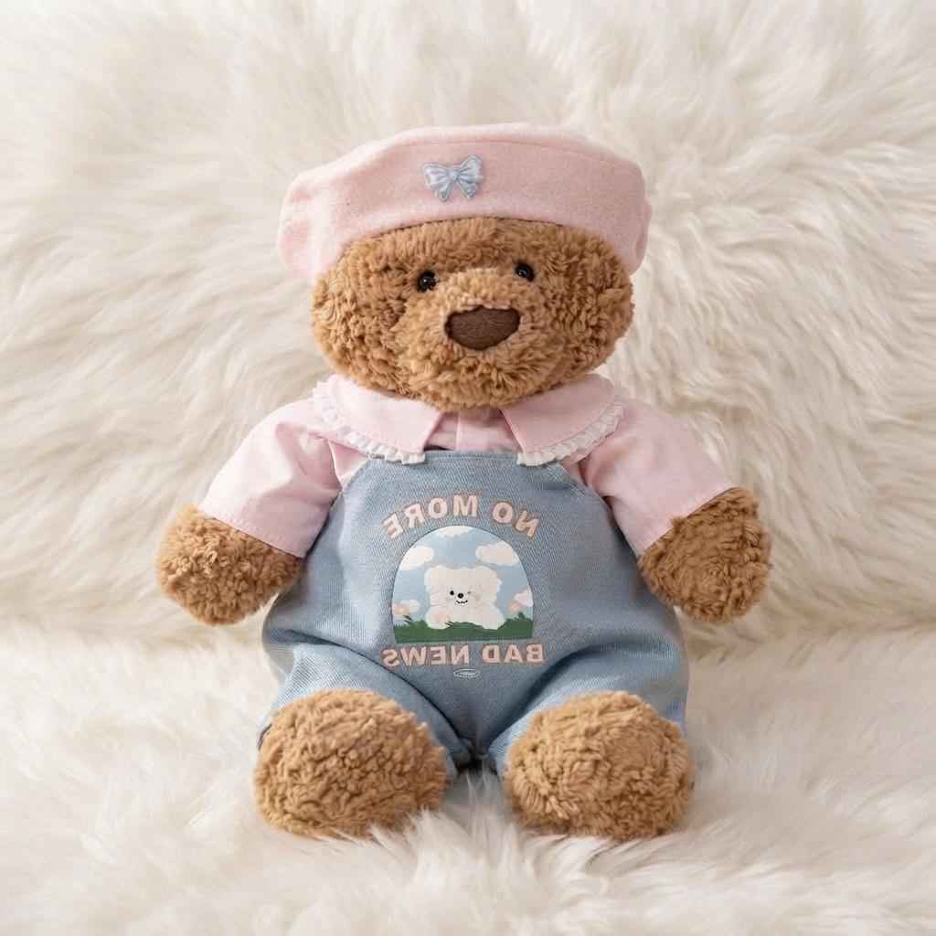 Handmade Pink Beret & Blue Overalls Outfit for Plushie
