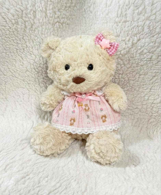 Junior Bartholomew bear outfit - Pink lace trim dress set