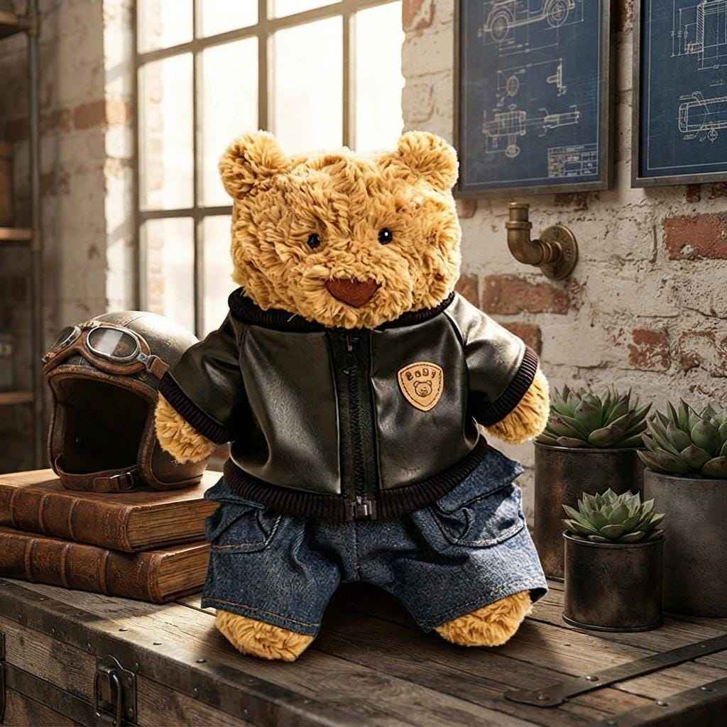 Handmade Medium Bartholomew bear clothes outfits- etro Streetwear Denim Set
