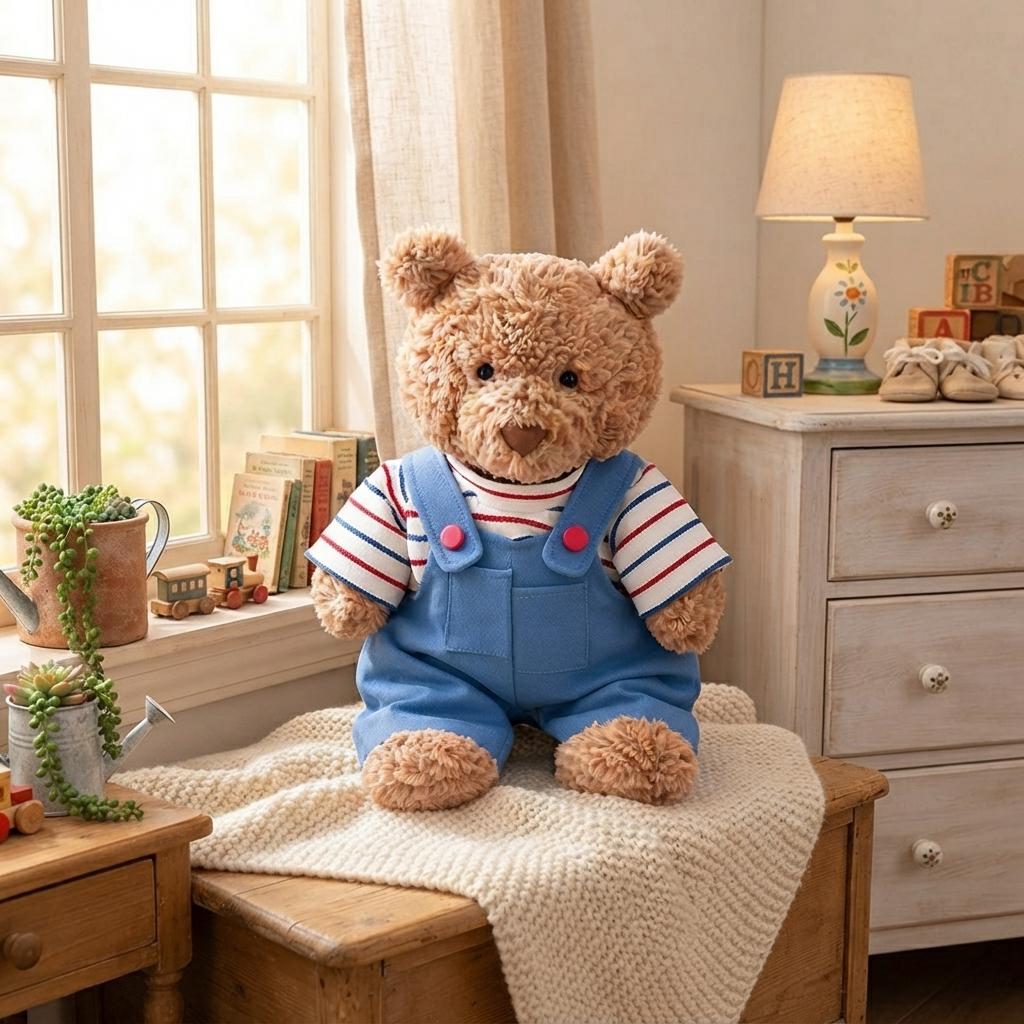 Handmade Bartholomew Bear Dungaree Set, Teddy Bear Overalls, Plush Toy Outfit