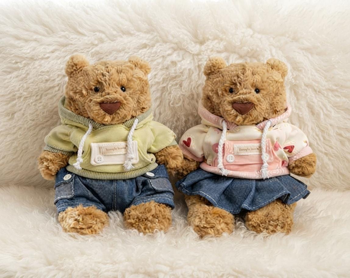 Medium Bartholomew bear outfit- Green hoodie denim set