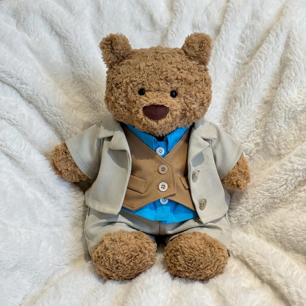 Handmade Bartholomew Bear Wedding Dress and Tuxedo Suit Set, Plush Toy Outfit