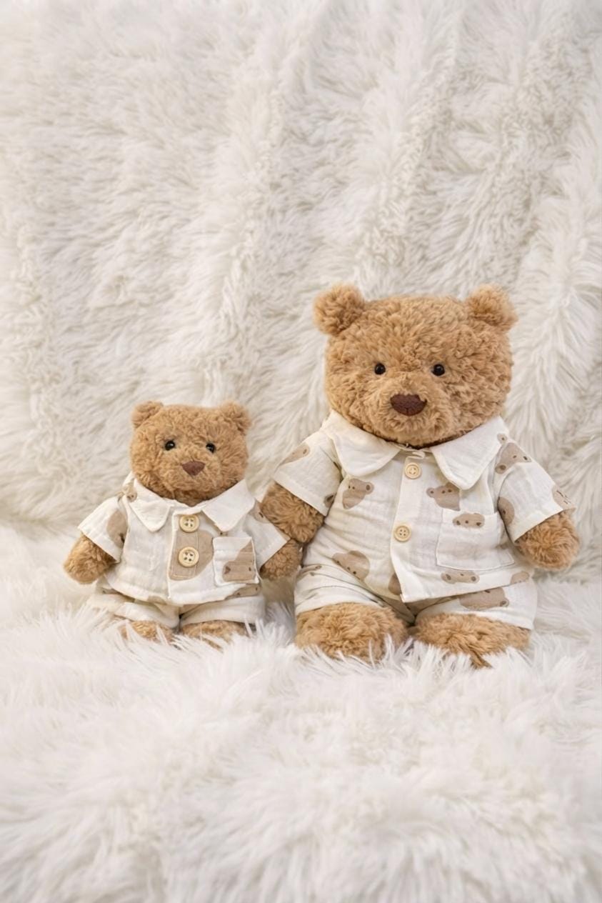 Handmade Bartholomew bear plush custom clothes outfits - Little Bear Sleepwear