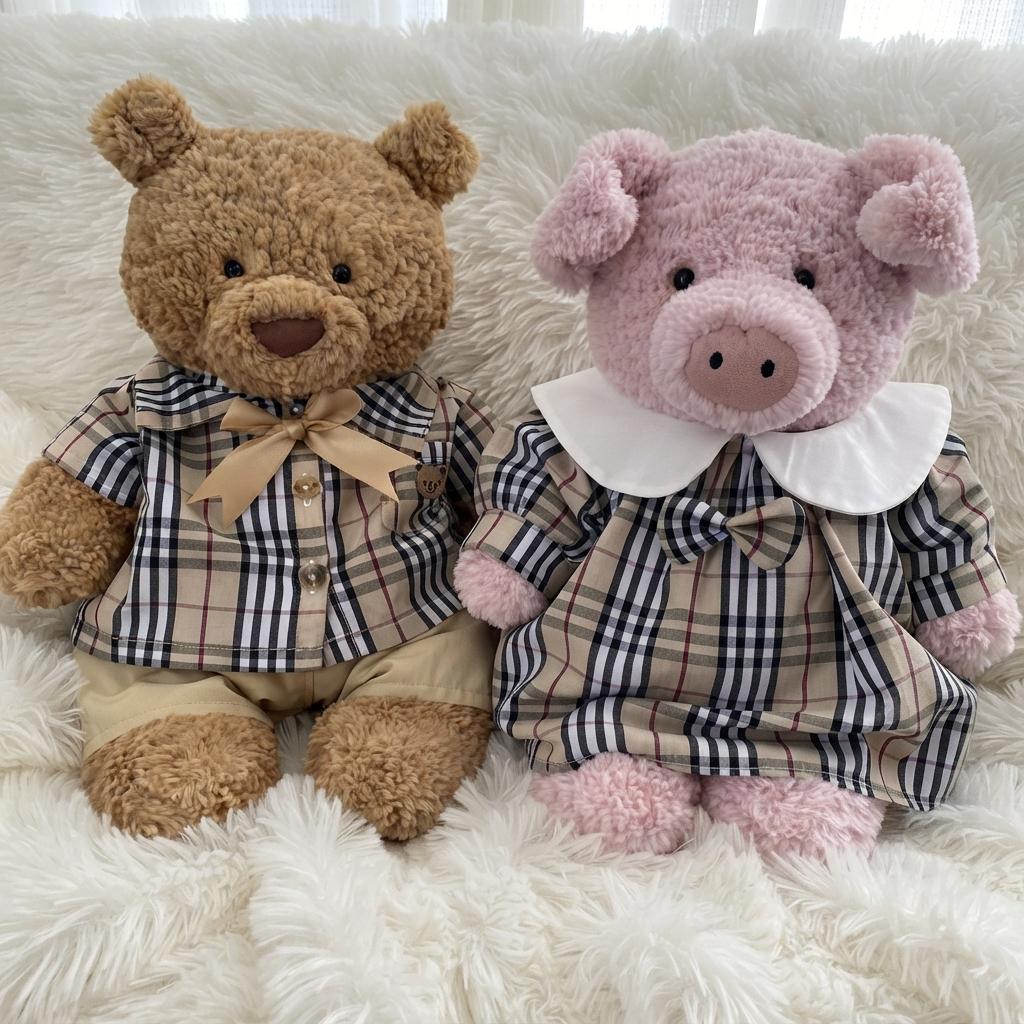 Handmade Bartholomew bear  clothes outfits - Plaid Set