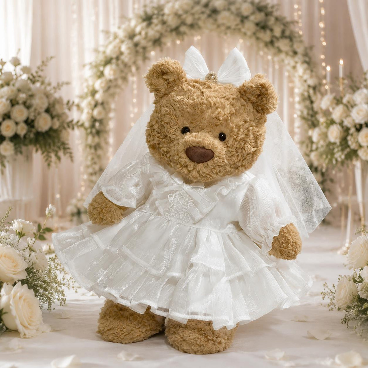 Handmade Bartholomew Bear Wedding Dress and Tuxedo Outfit Set, Plush Toy Groom Bride Apparel