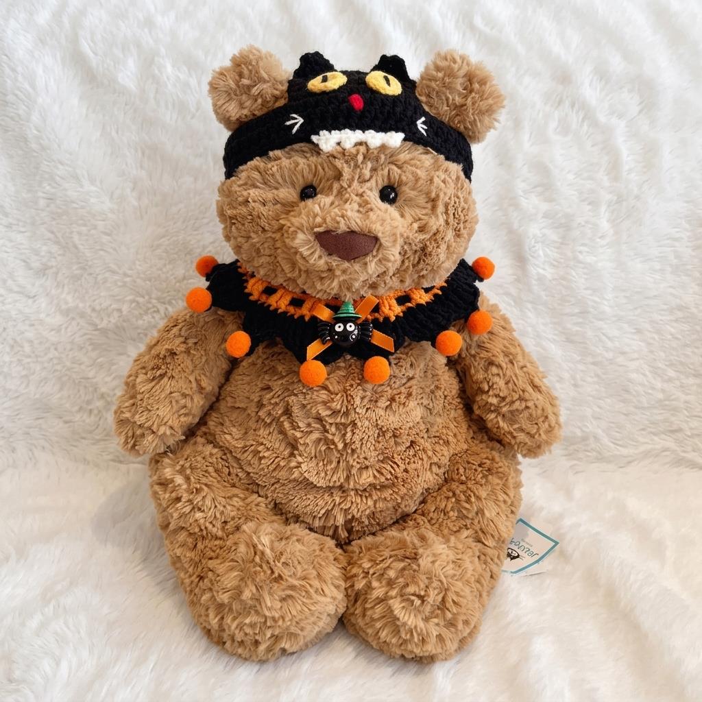 Handmade Crochet Halloween Outfit  Witch Hat, Pumpkin Headband, Spooky Bib Set