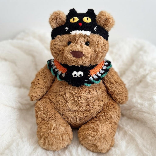 Crochet Halloween Outfit for Jellycat Bartholomew Bear, Witch Hat & Pumpkin Bib Set – photo 2