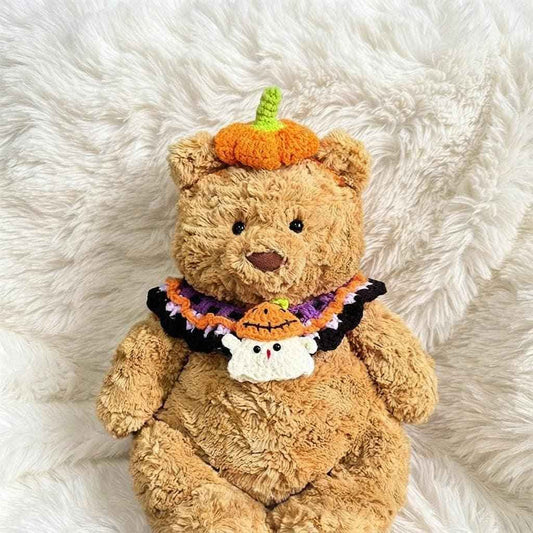 Crochet Halloween Costume for Jellycat Bartholomew Bear, Pumpkin Witch Hat & Spooky Collar – photo 2