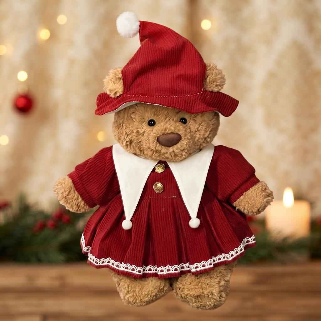Handmade Bartholomew Bear Christmas Outfits, Corduroy Dress & Gingham Romper Set (4-16 Inch)