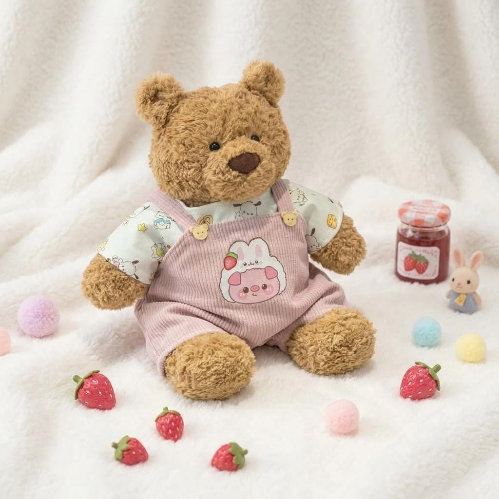 Handmade Corduroy Dungaree Set for Bartholomew Bear, Plush Bear Clothes (6-22" Sizes)